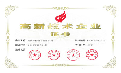 高新技术企业证书